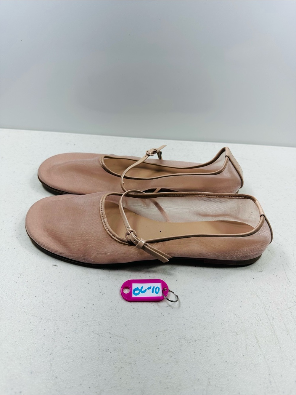 Women’s Ballet Flats with Ankle Strap - Nude Pink